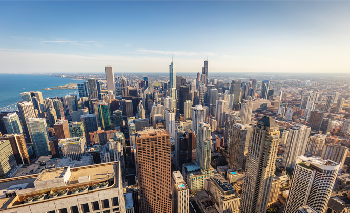 Aerial view of Chicago
