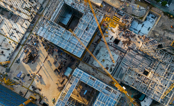 Construction site from aerial view