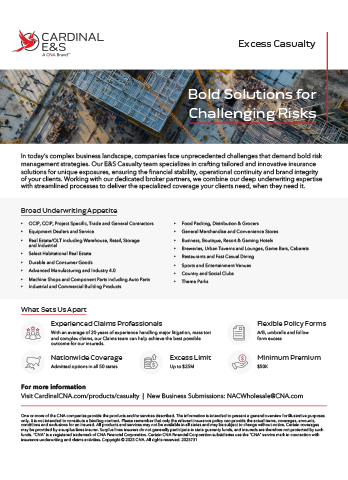 Cardinal E&S Casualty Sell Sheet